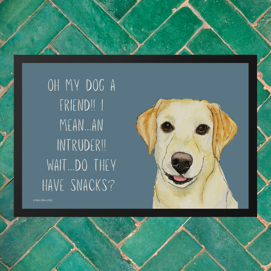 Yellow Labrador Welcome Mat – Is It a Friend, Intruder… or Snack Delivery?!