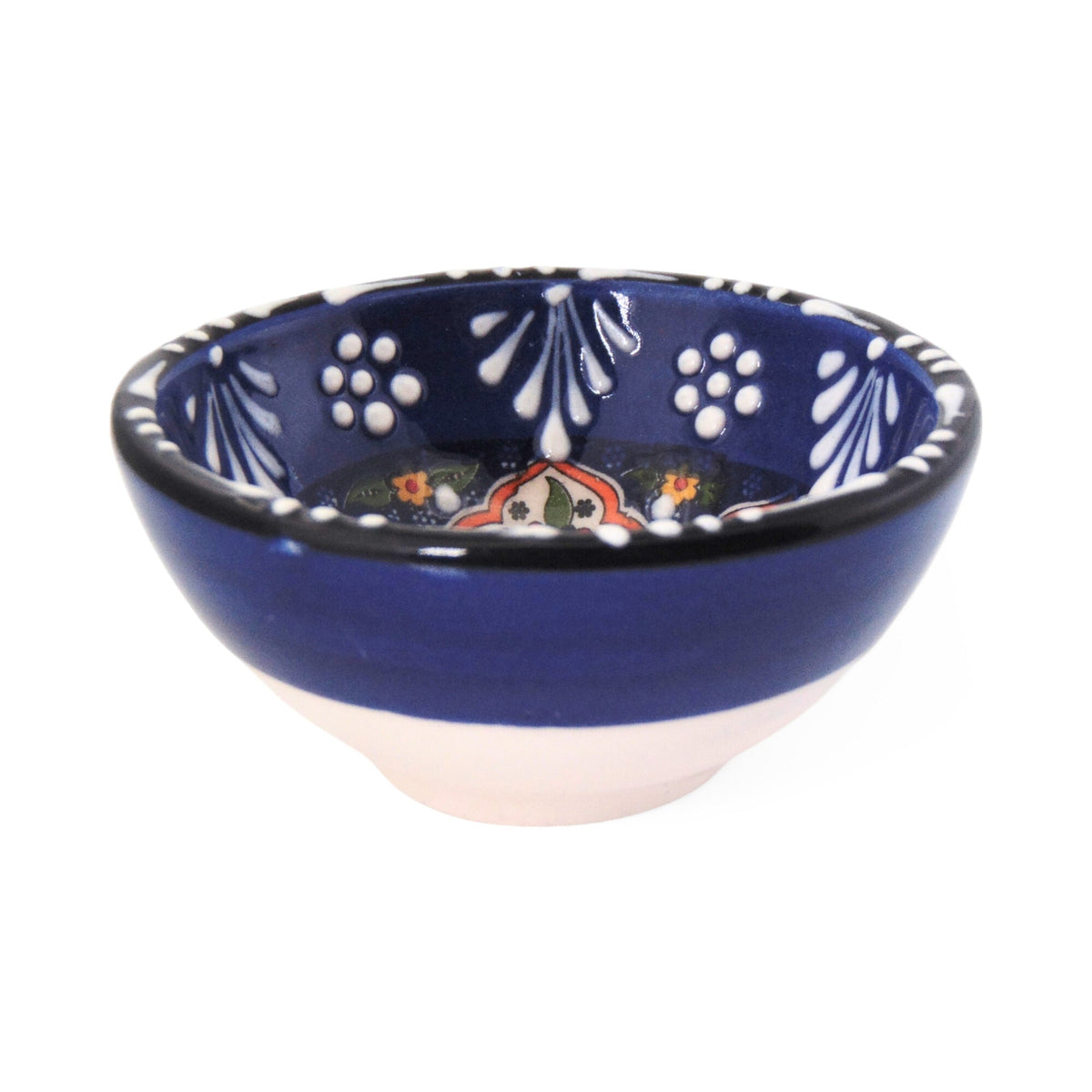 8 cm Handmade Bowl, Floral Navy