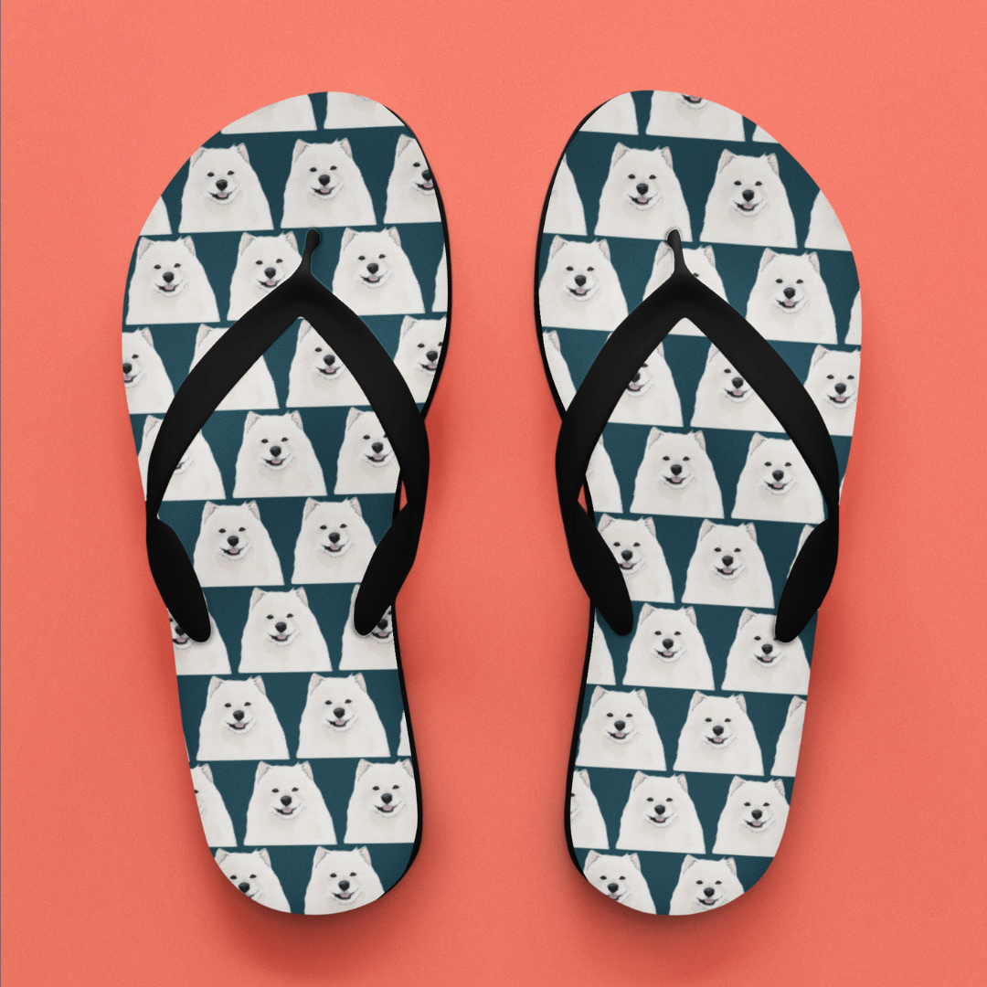 Samoyed Flip Flops: Walk in Comfort & Cuteness with Everyone’s Best Friend!
