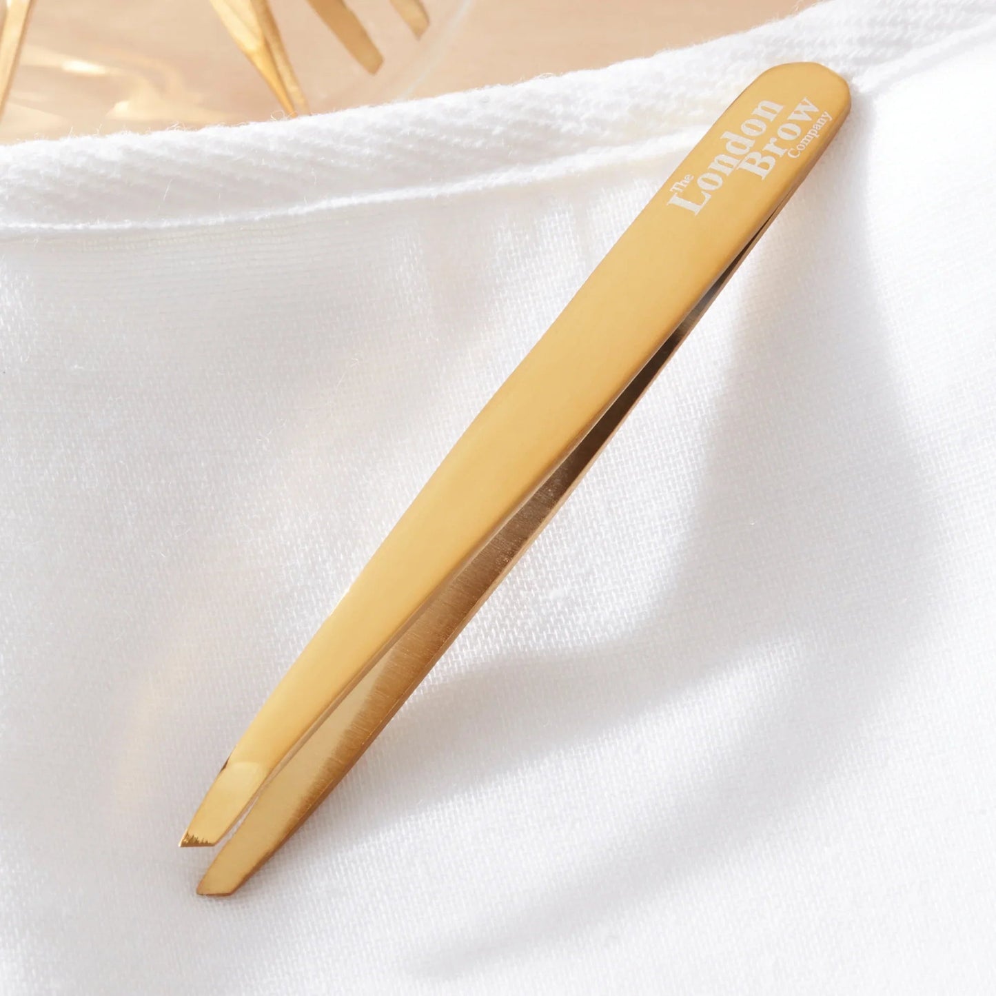 Gold Angled Luxury Precision Brow Tweezers - Boxed
