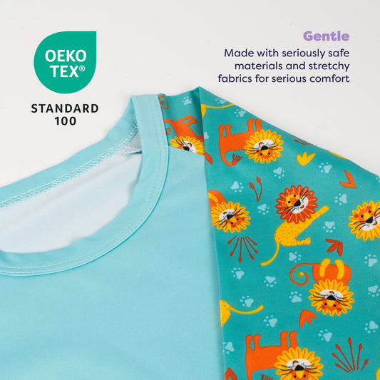 UPF 40+ Soft and Gentle Protective Swim Rash Vest in Cool Cats