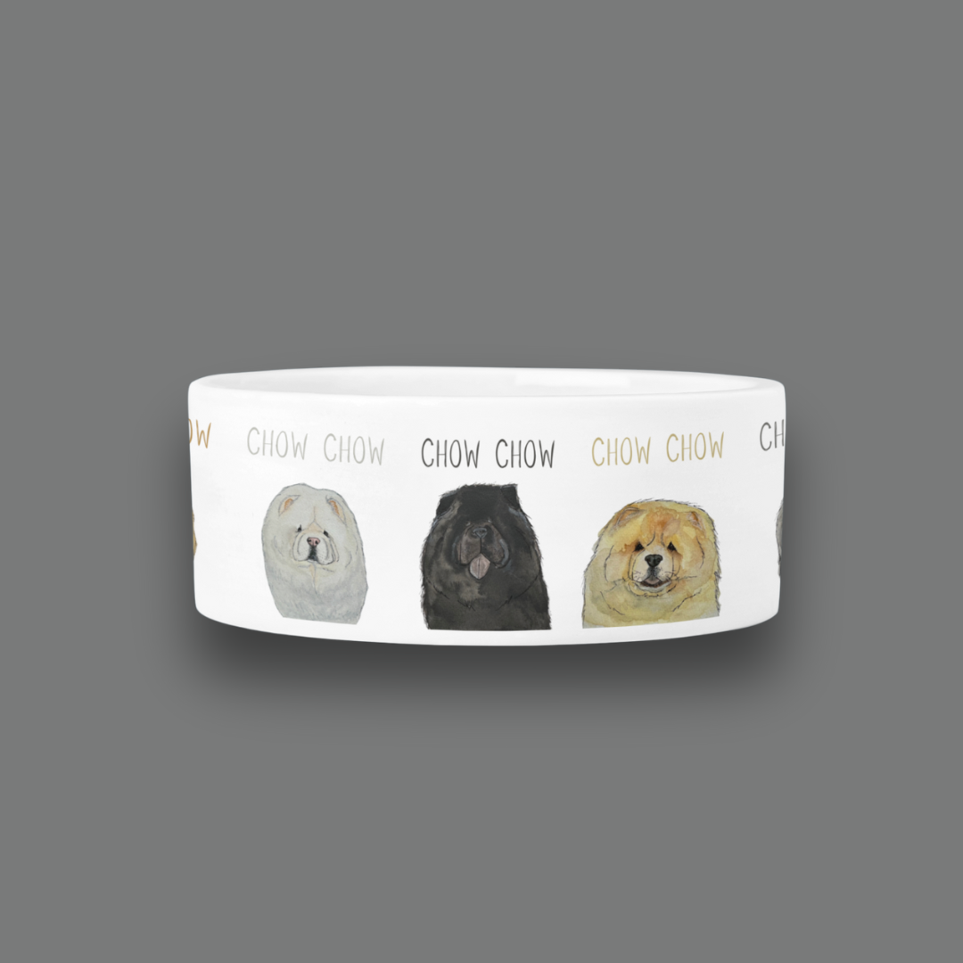 Chow Time in Style: Ceramic Dog Bowl Featuring a Chow Chow!