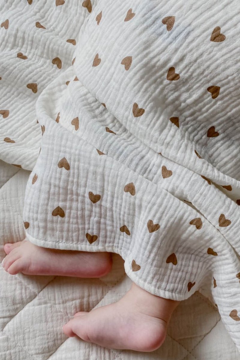 The Love Heart Muslin Blanket Swaddle