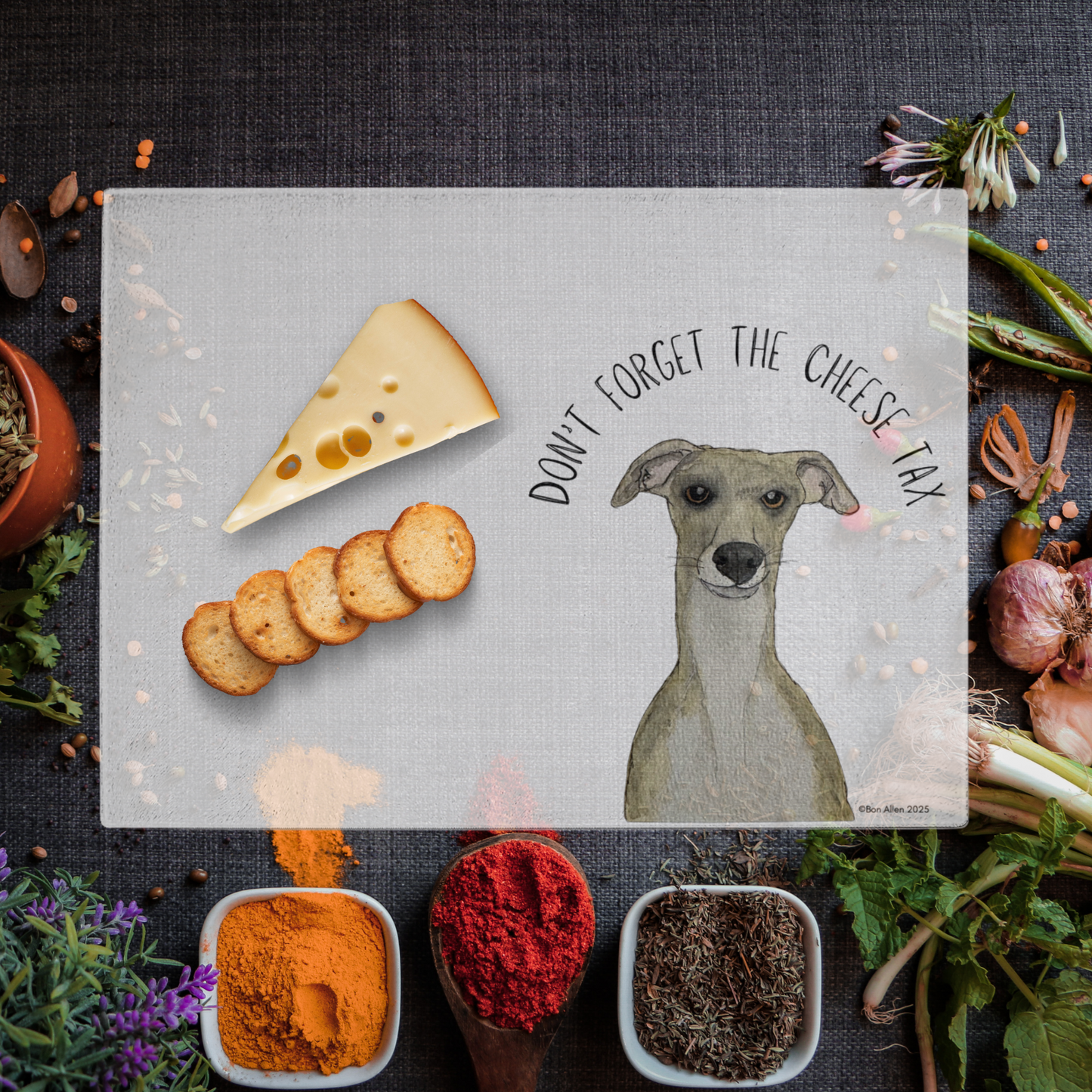 Whippet Cheese Tax Chopping Board – Pay Up, Human!