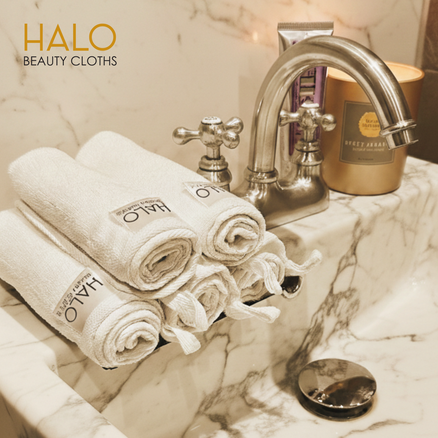 HALO Beauty Cloths – Ultra-Soft Dual-Sided Microfibre Makeup Remover Cloths (5 Pack) | Reusable, Gentle Cleansing | Luxuriously Soft | 5 Pack (30 x 30 cm)