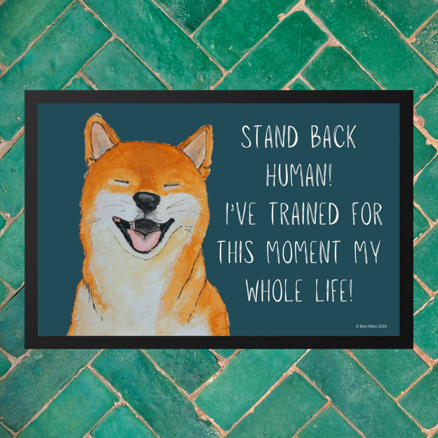 “Stand Back, Human!” Shiba Inu Door Mat – Guard Dog Vibes, Fluffy Edition