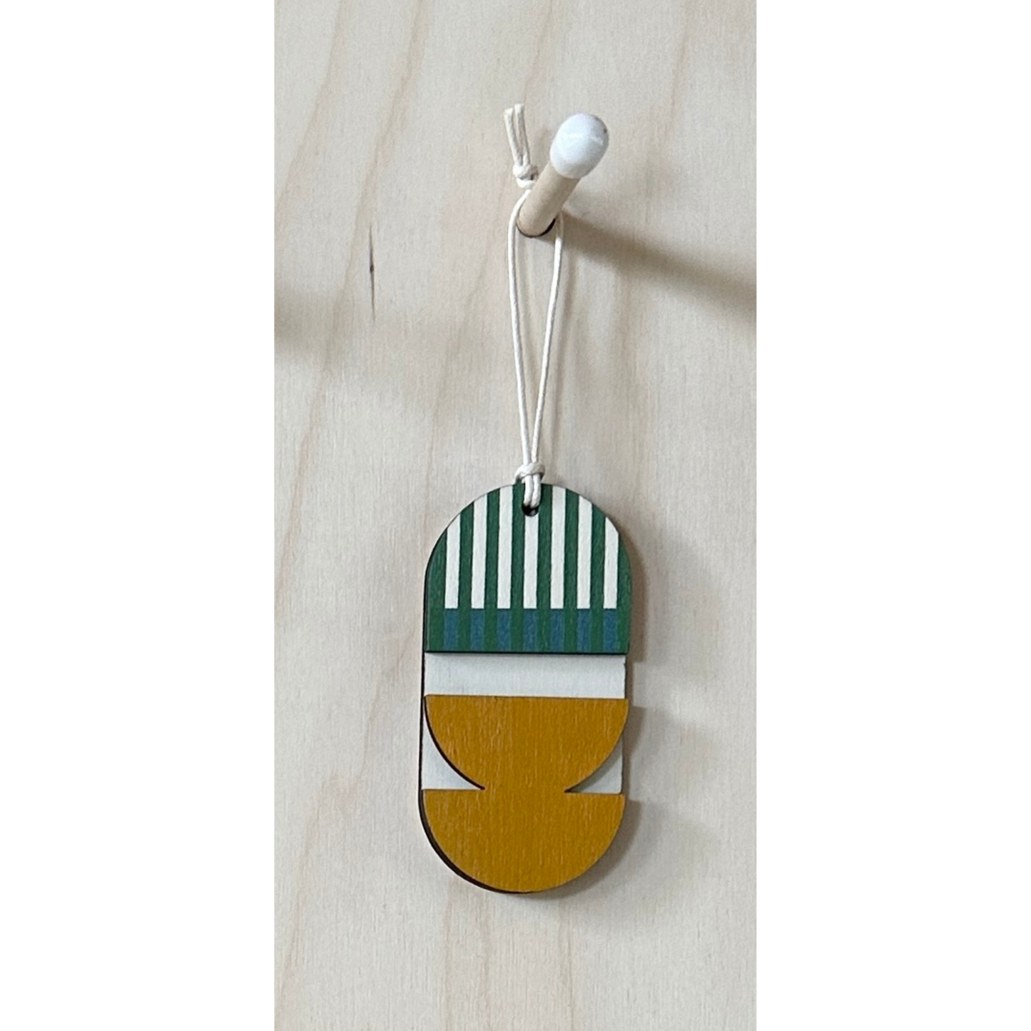 Geometric Decoration - Mini Mid-Century Wall Art - Little Wooden Decoration - Green & Yellow Decor