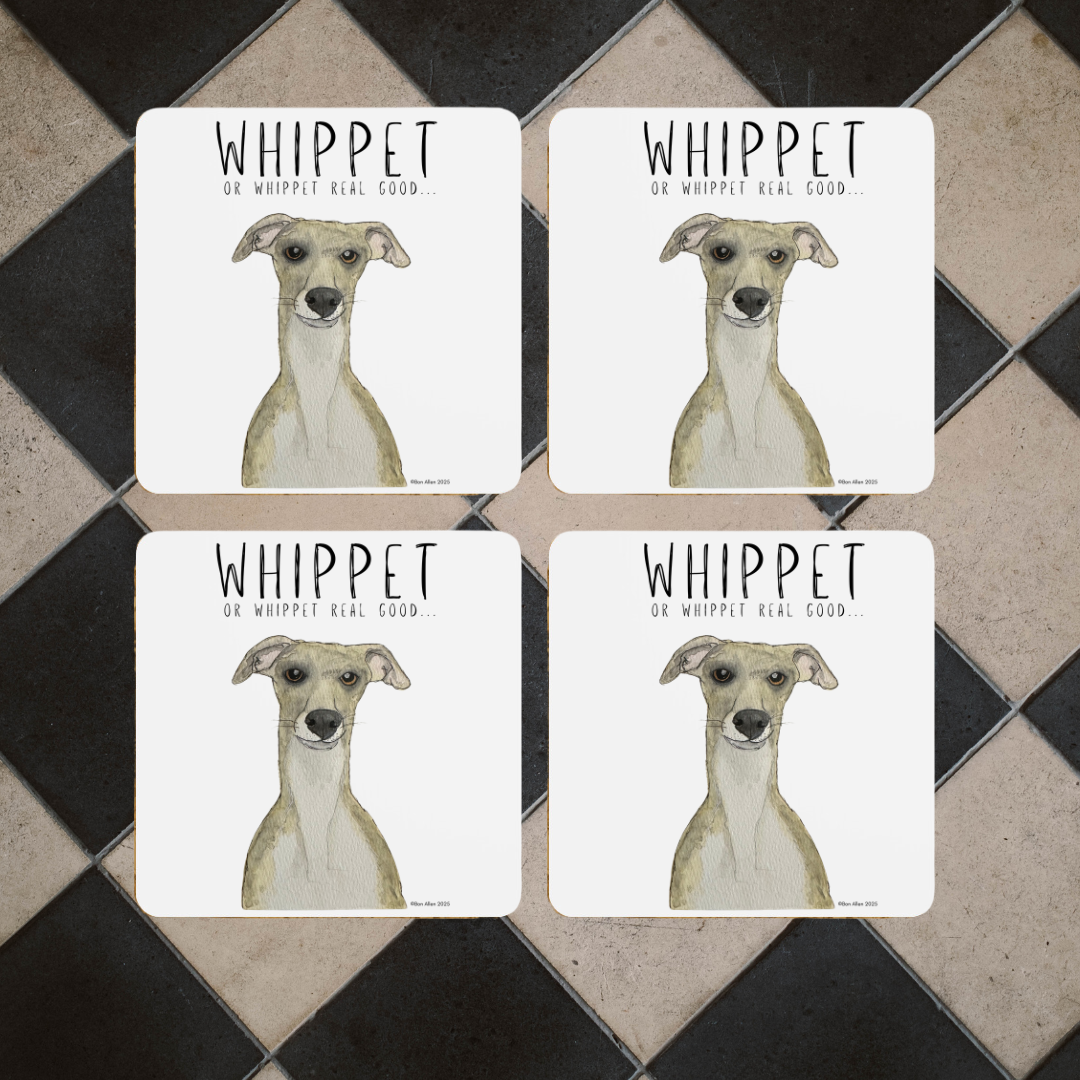 Whippet Real Good – Set of 4 Whippet Coasters!