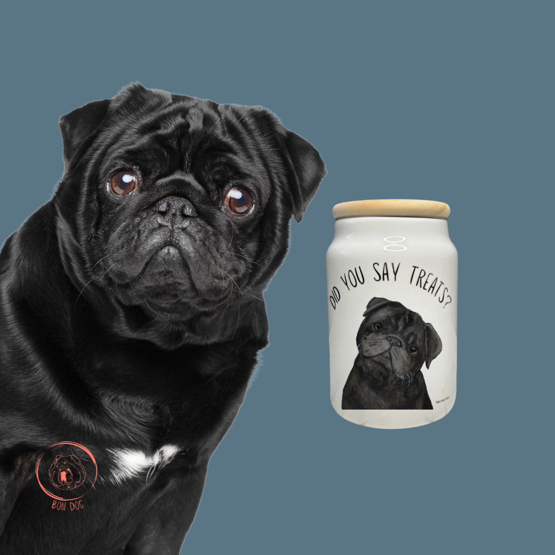 The Pug’s Treasure Chest: A Ceramic Treat Jar for Your Snorty Potato!