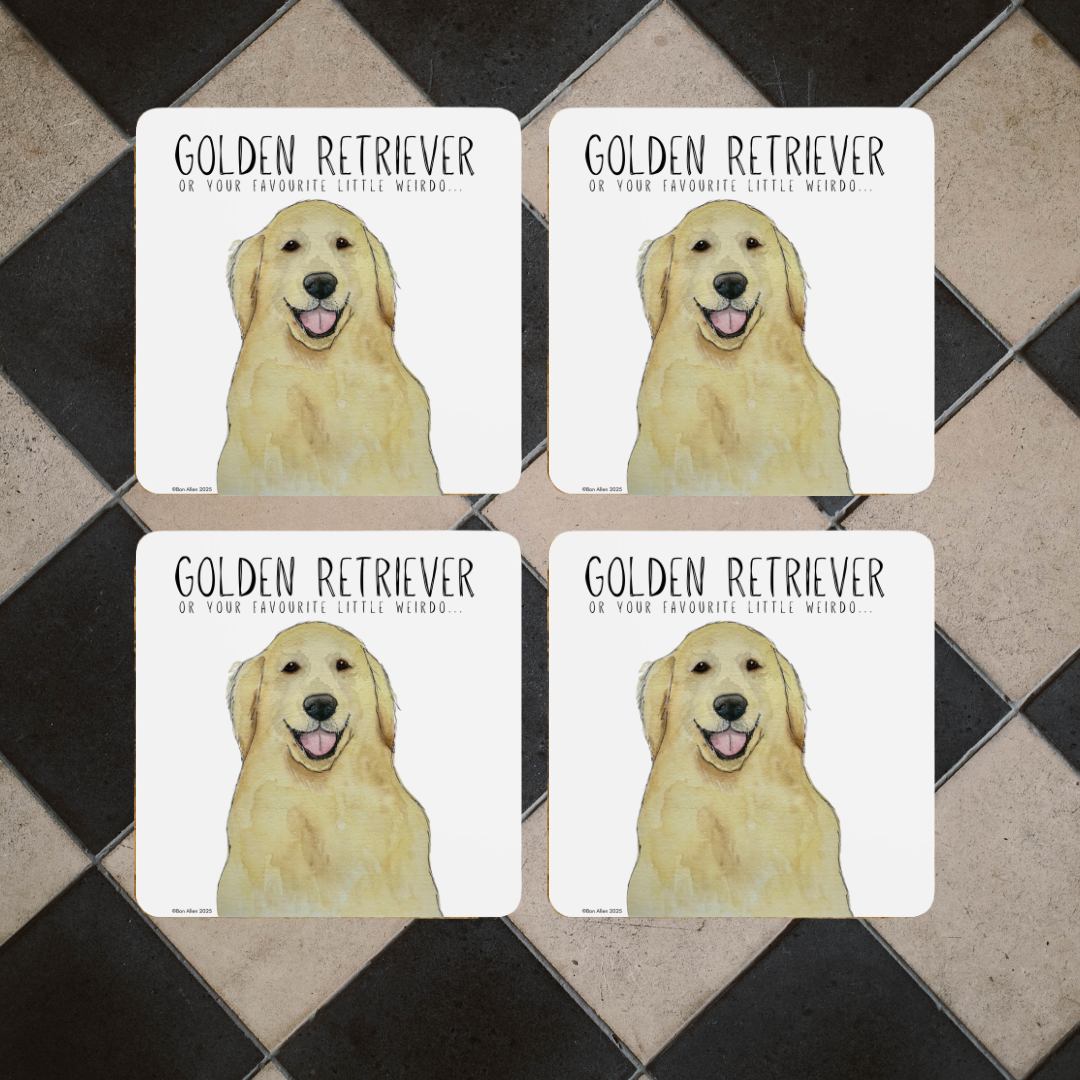Golden Retriever Coasters – The Ultimate Goofy Sidekick for Your Drinks!