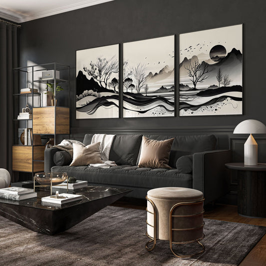 3 Large Pictures on Wall – Set of 3 Living Room Prints