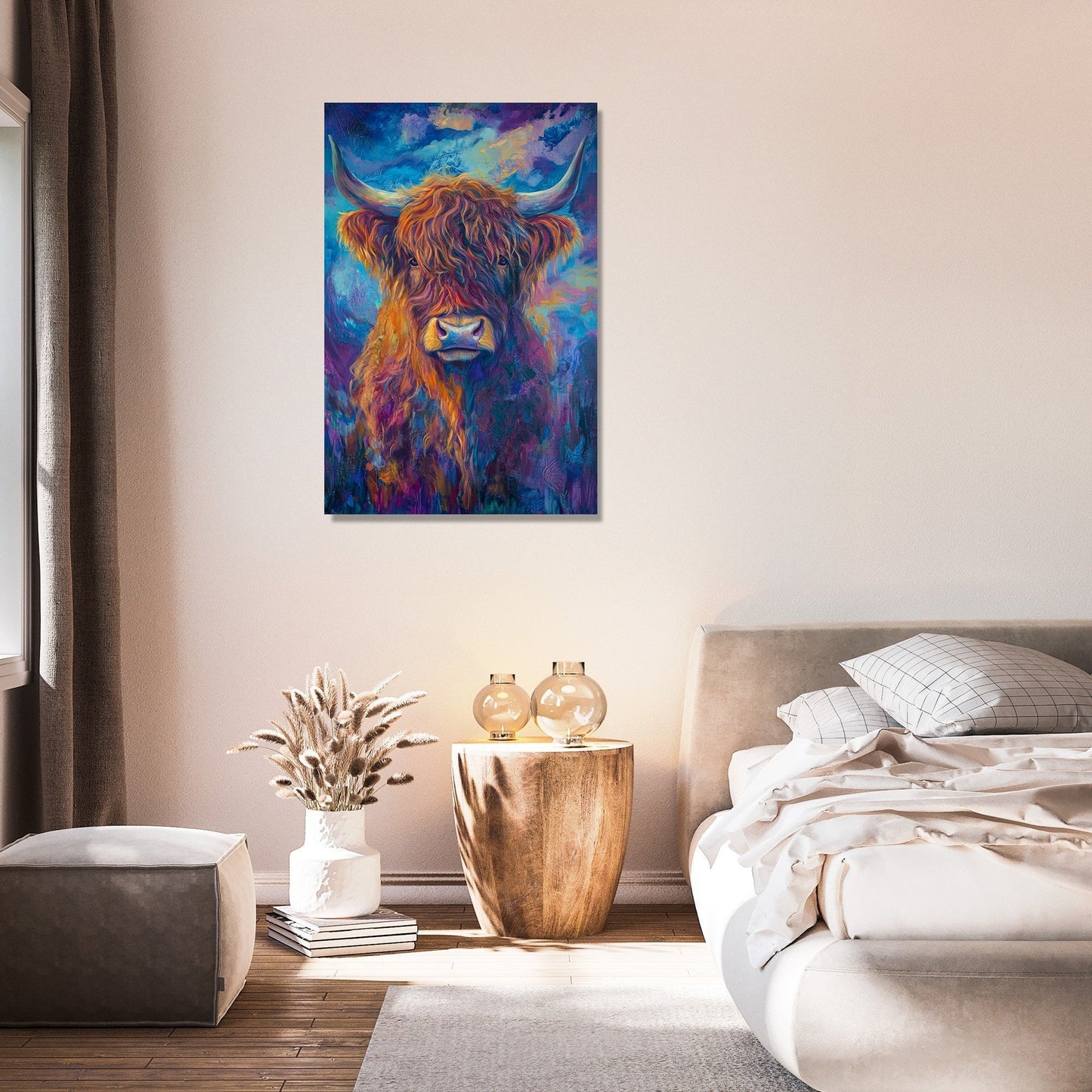 Twilight Highland Cow Canvas