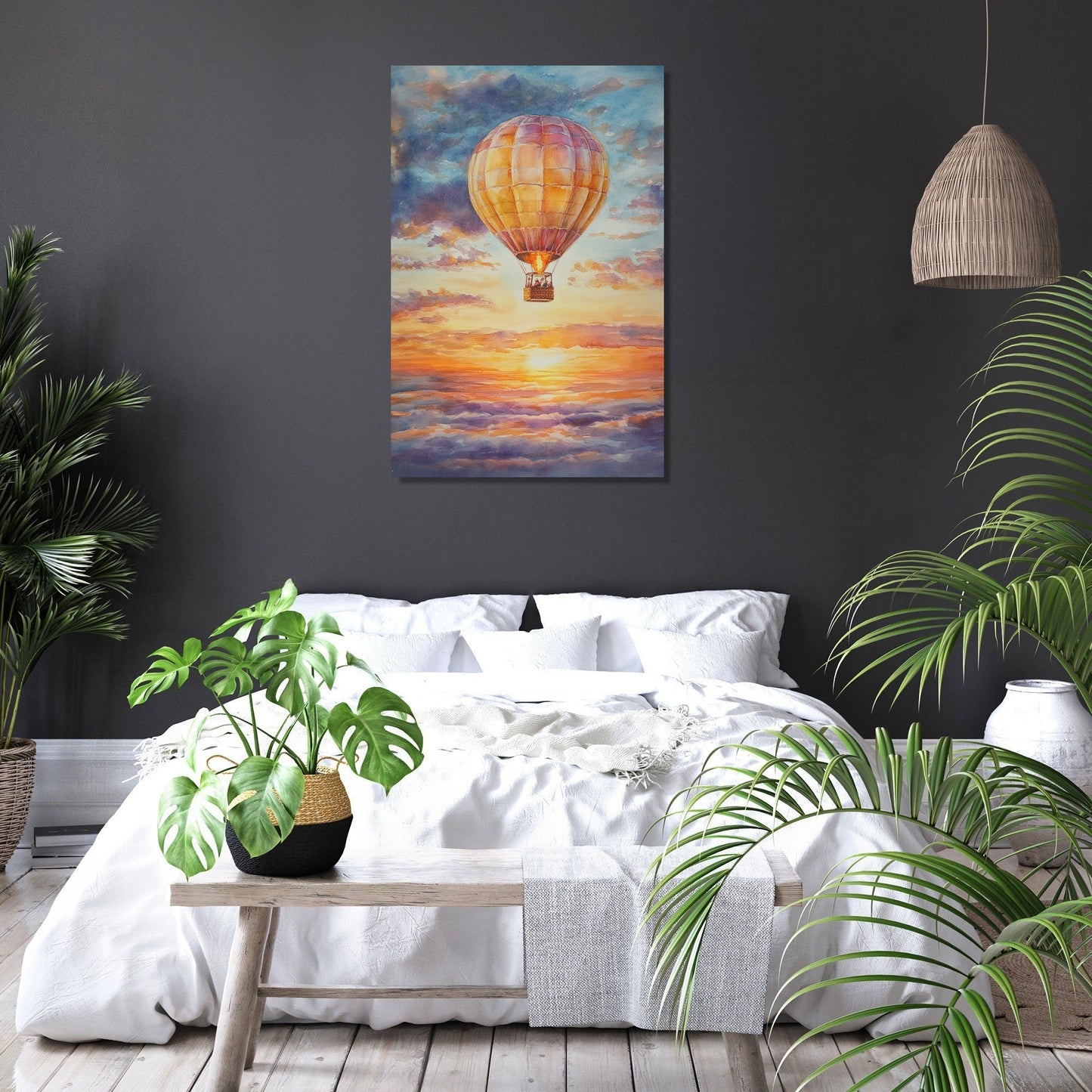 Nostalgic Sunset Balloon Canvas