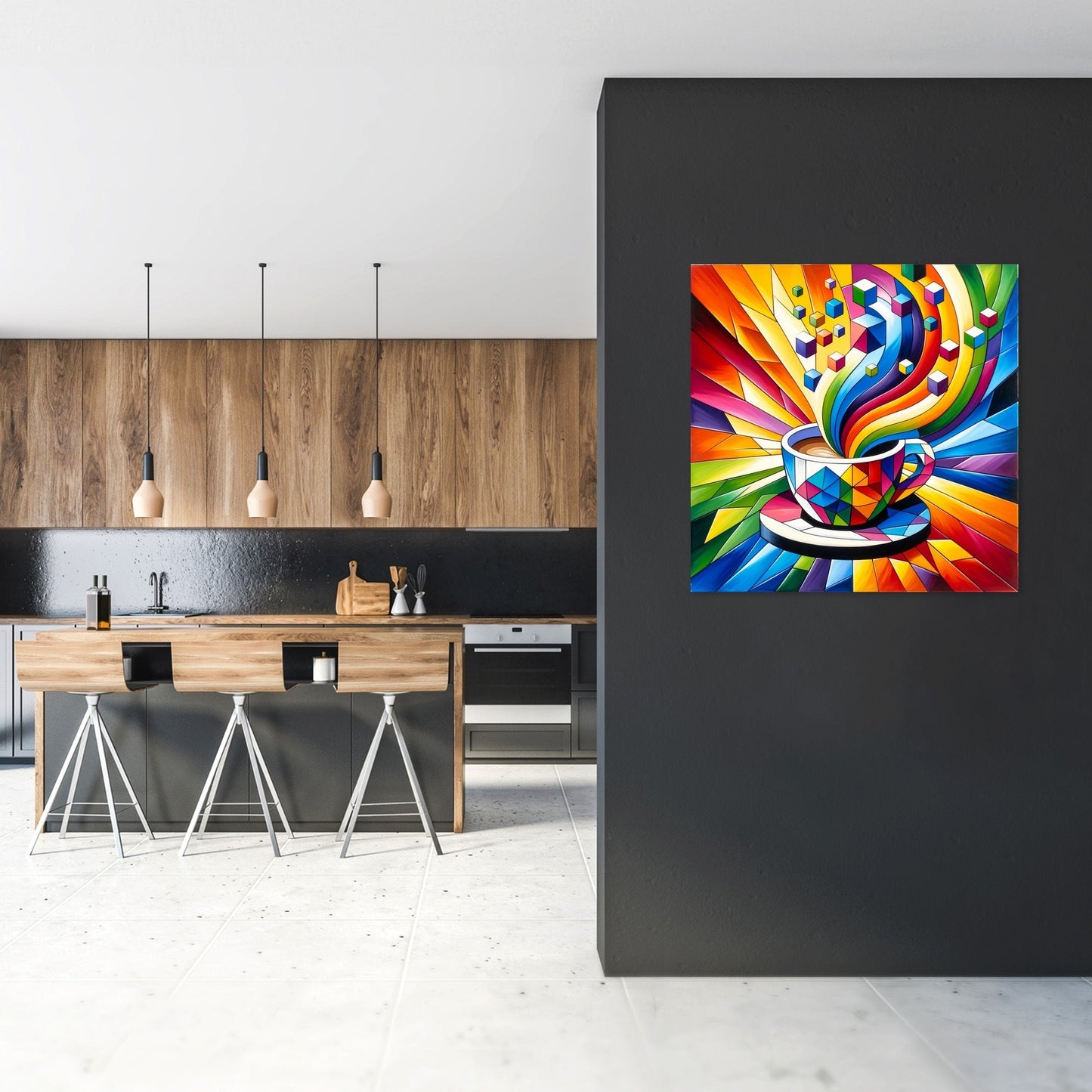 Cubist Rainbow Espresso Canvas