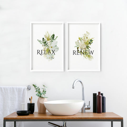 Framed bathroom wall art | Set of 2 unique wall art
