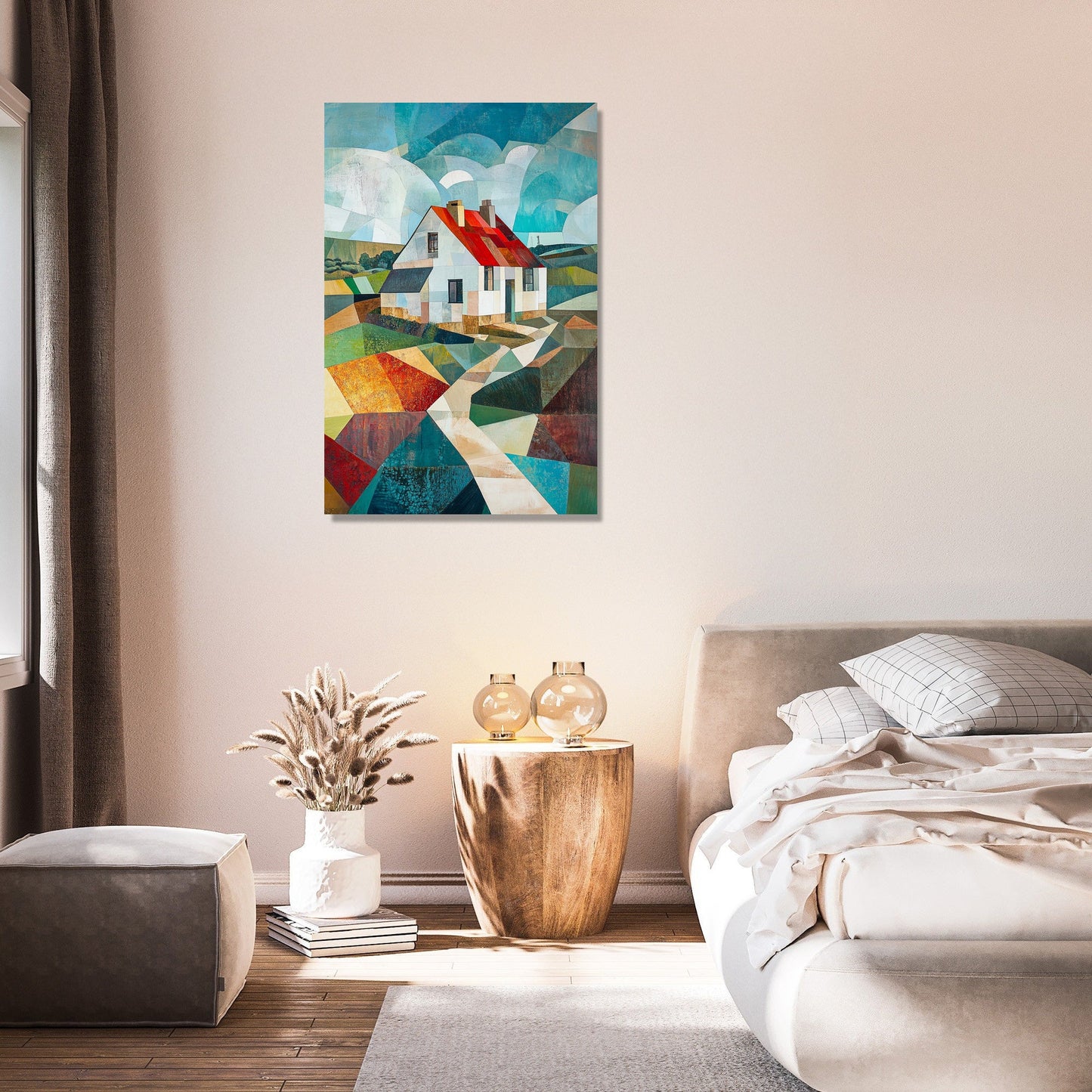 Geometric Countryside House Canvas