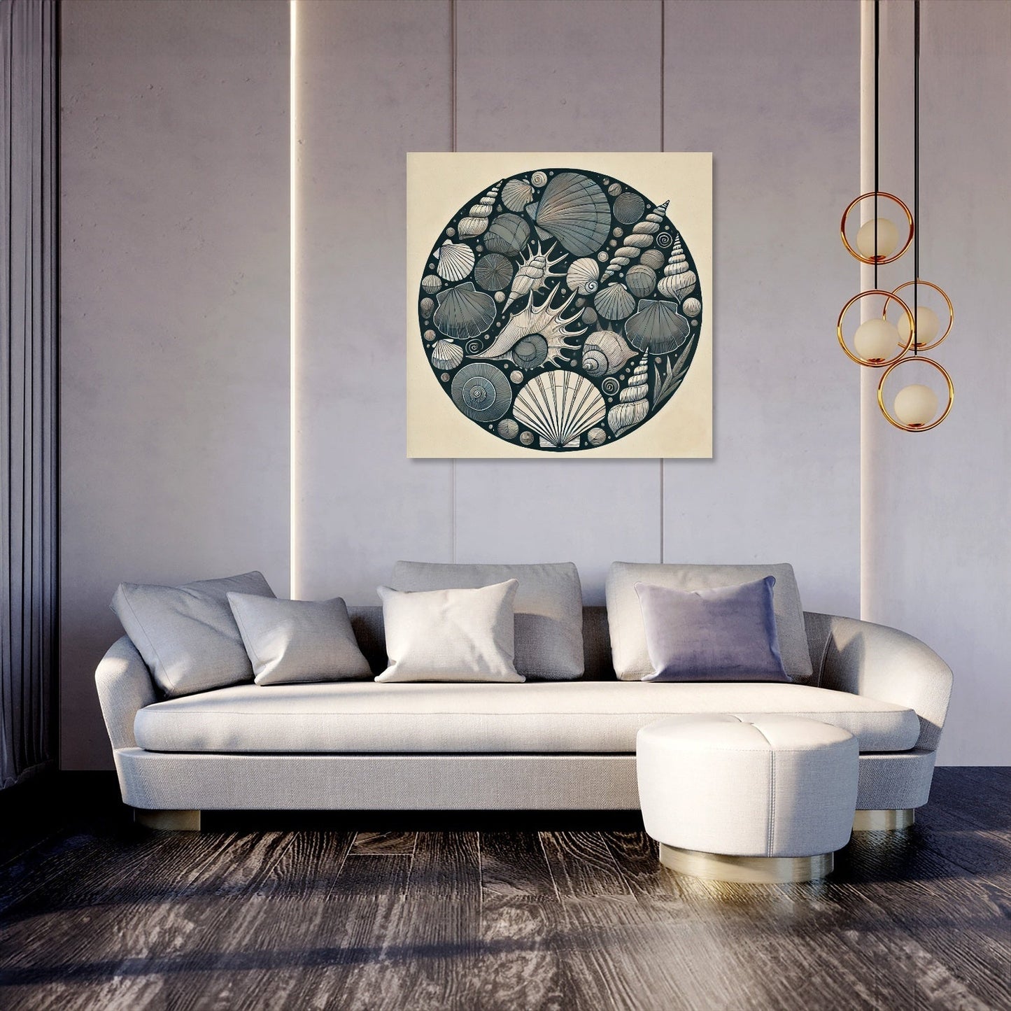 Dark Shells Line Art Canvas