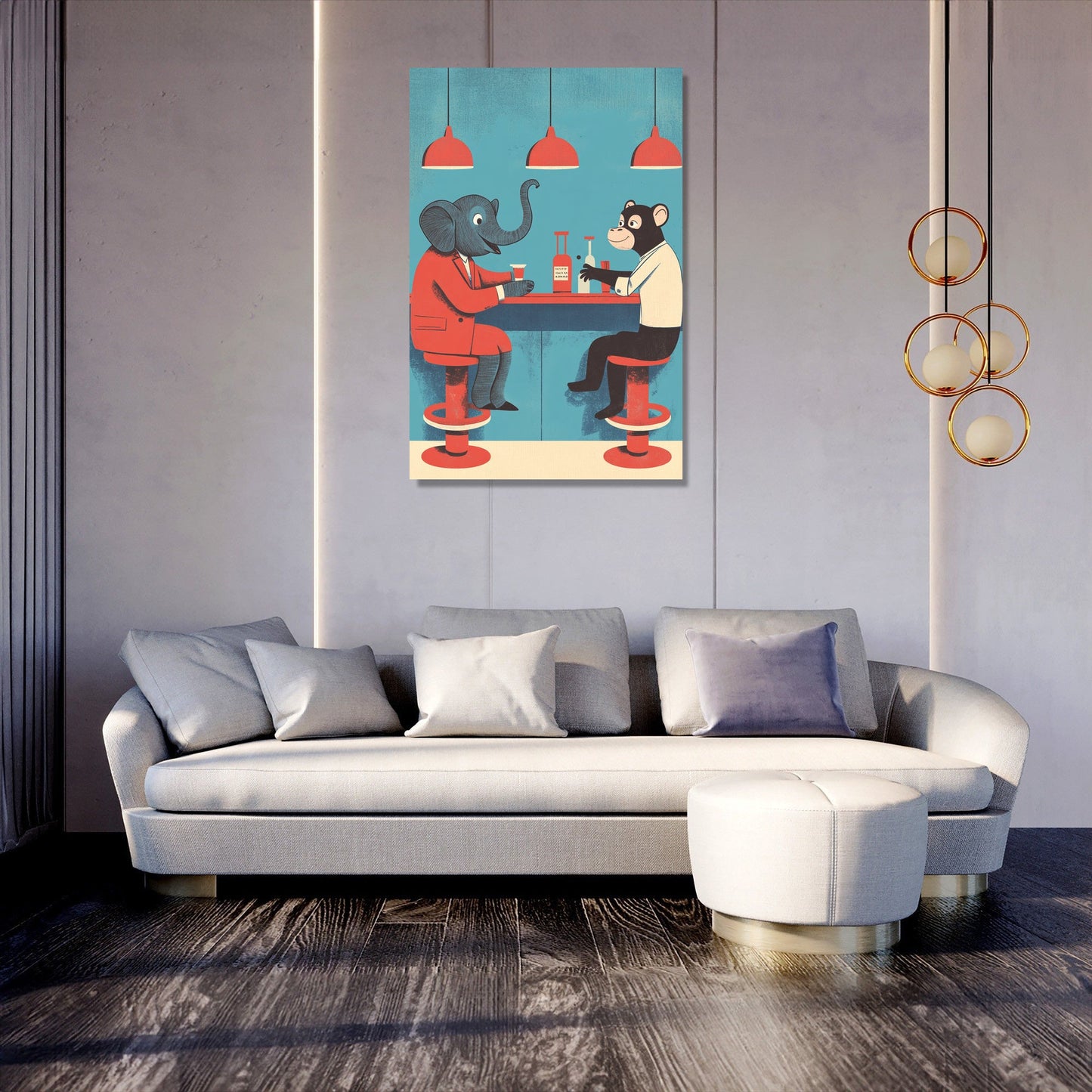 Elephant and Monkey Cheers Canvas