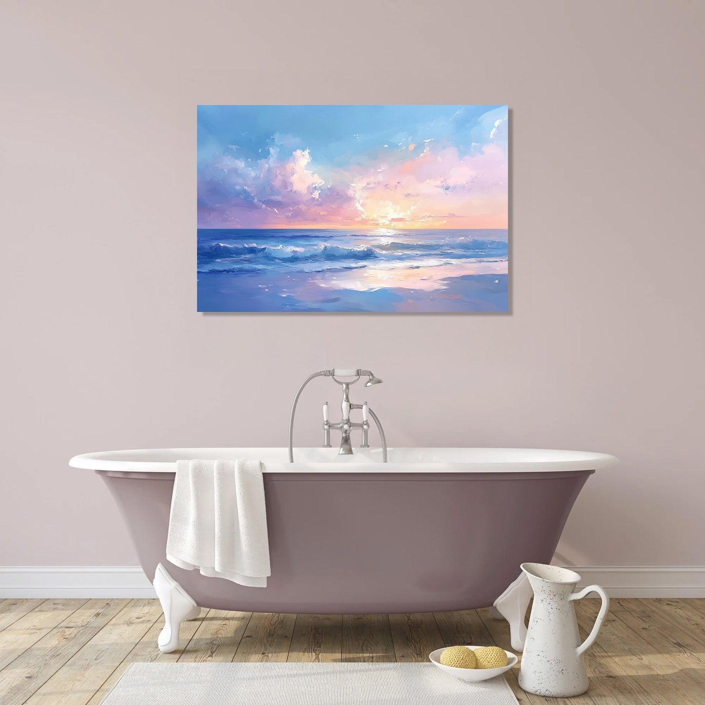 Melancholic Ocean Horizon Canvas