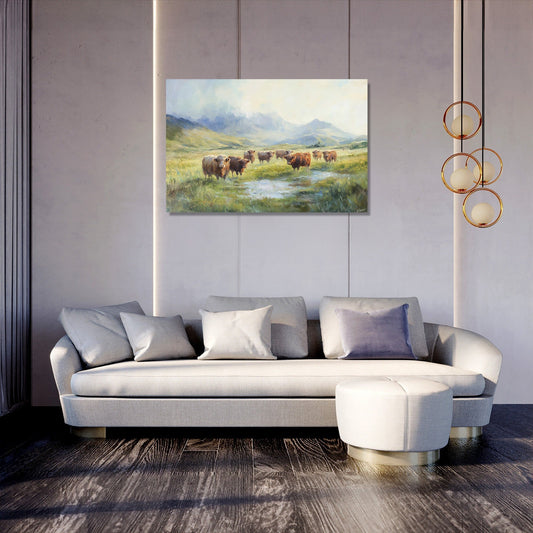 Highland Morning Serenity Canvas