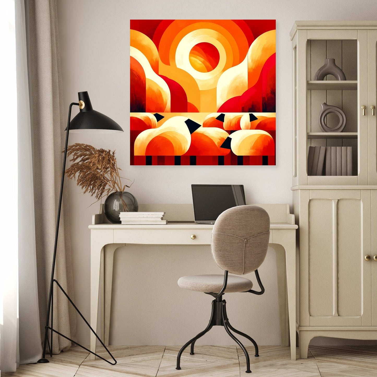 Sunset Sheep Warmth Canvas