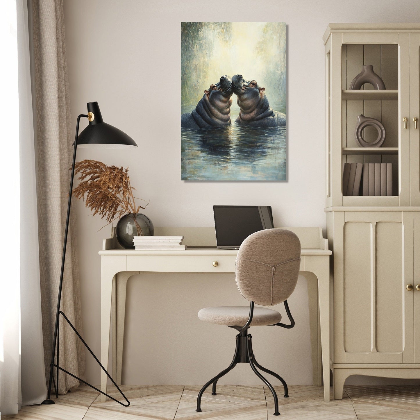 Pastel Hippo Harmony Canvas