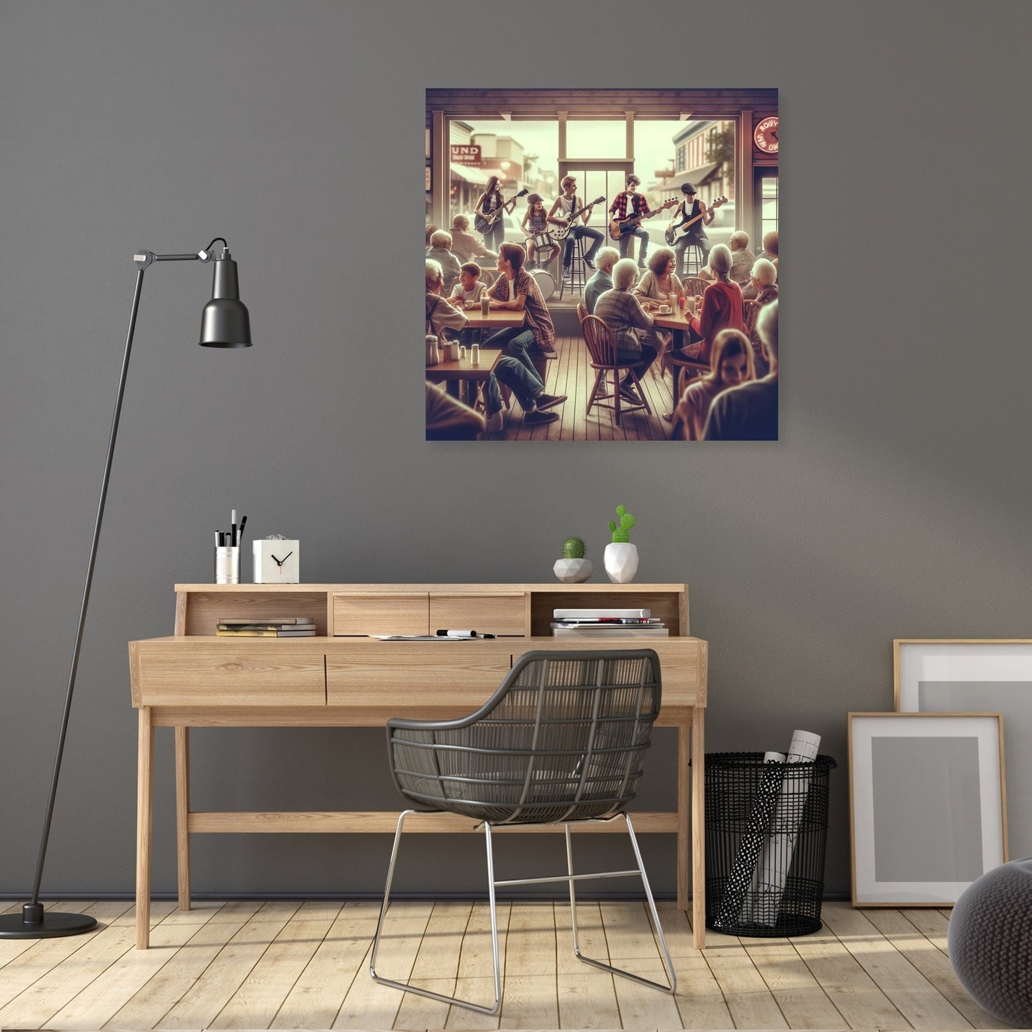 Small-Town Diner Rock Canvas