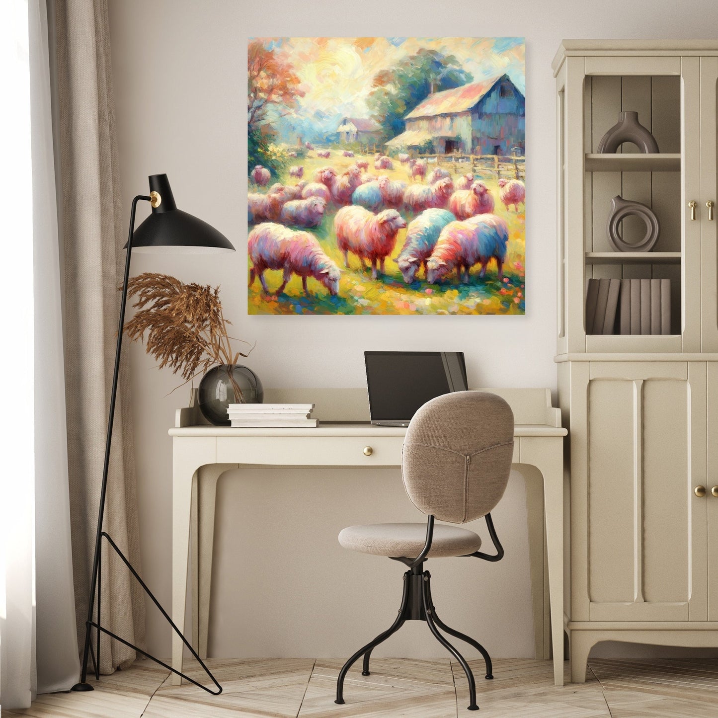 Pastoral Harmony Sheep Canvas