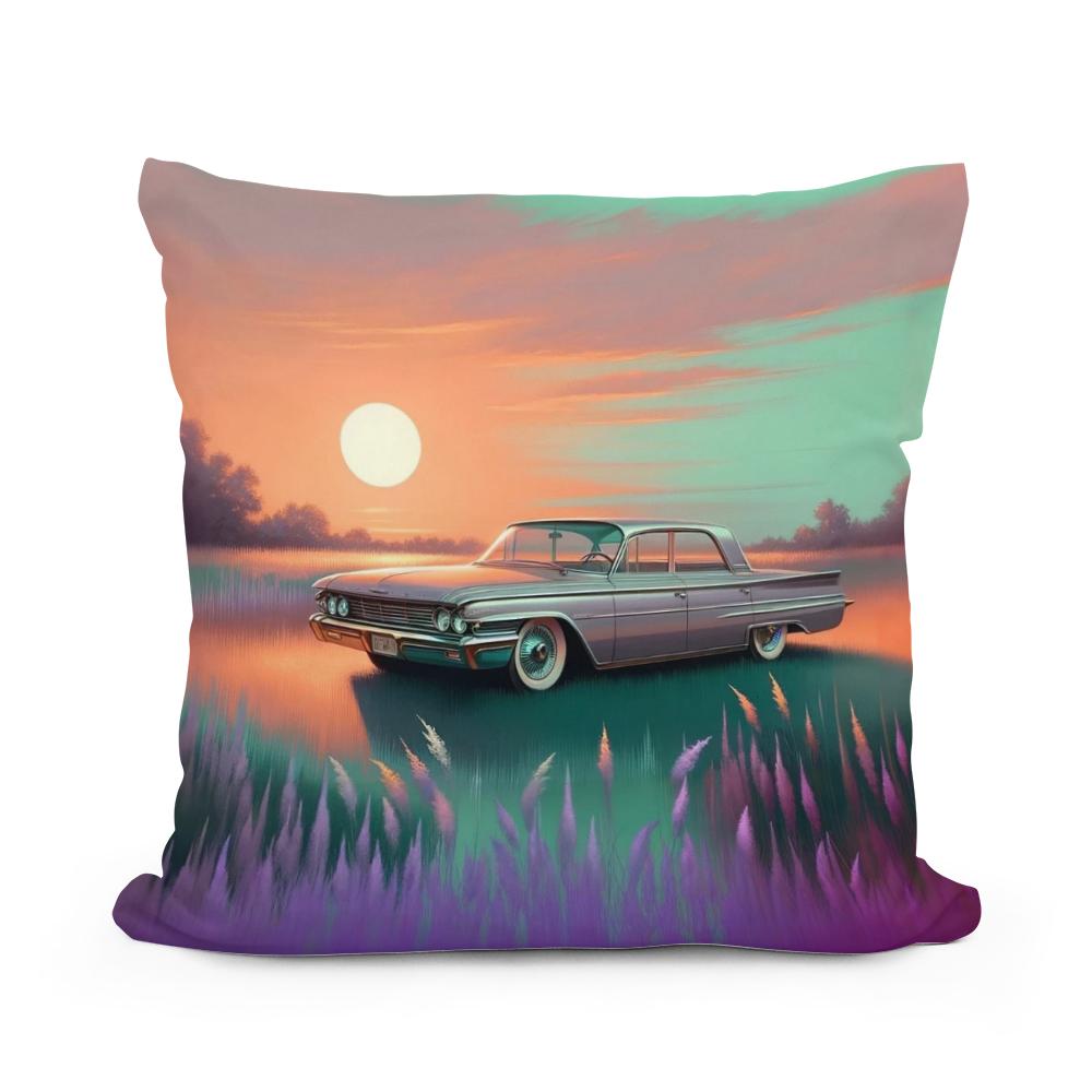 Meadow Sunset Drive Cotton Cushion