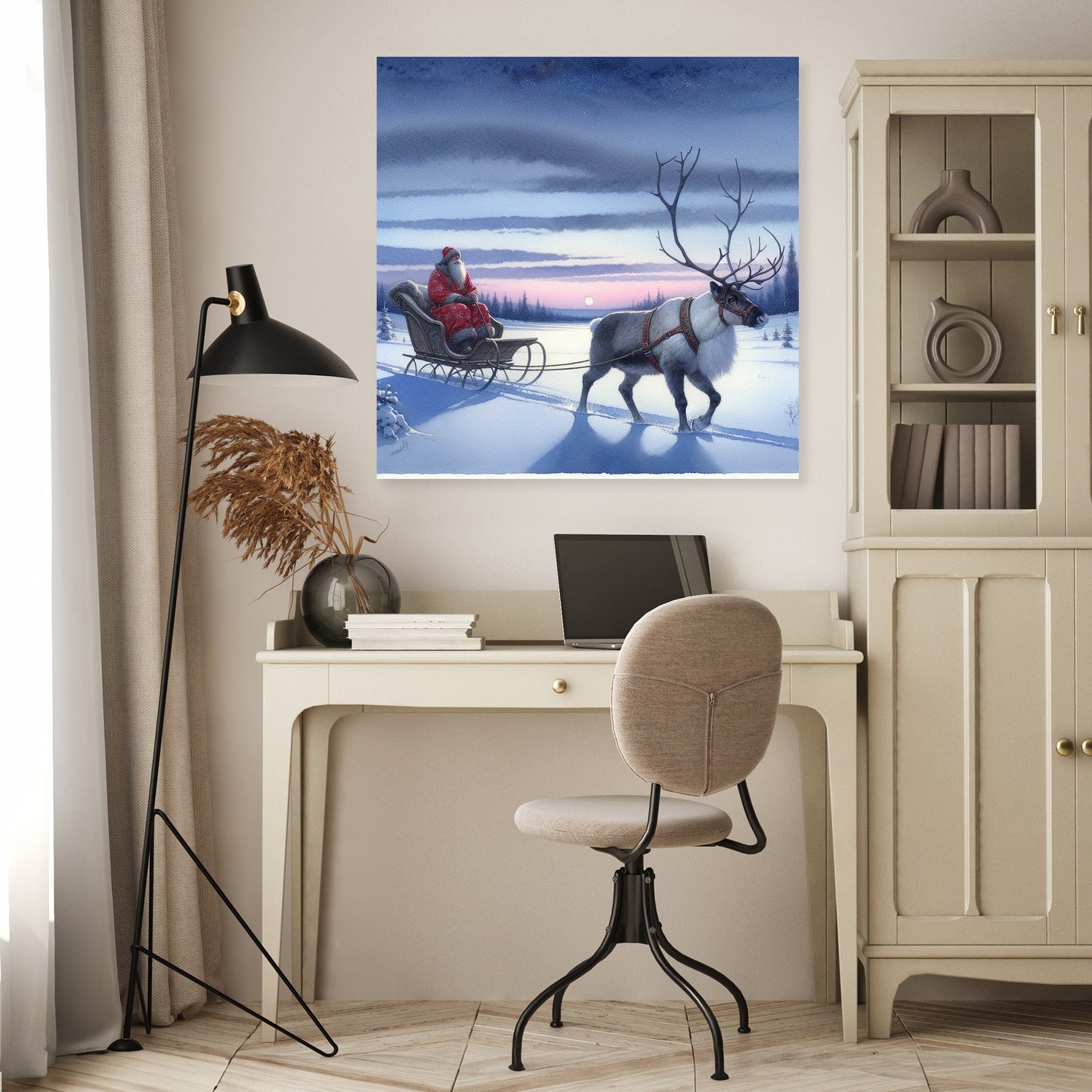 Twilight Reindeer Journey Canvas