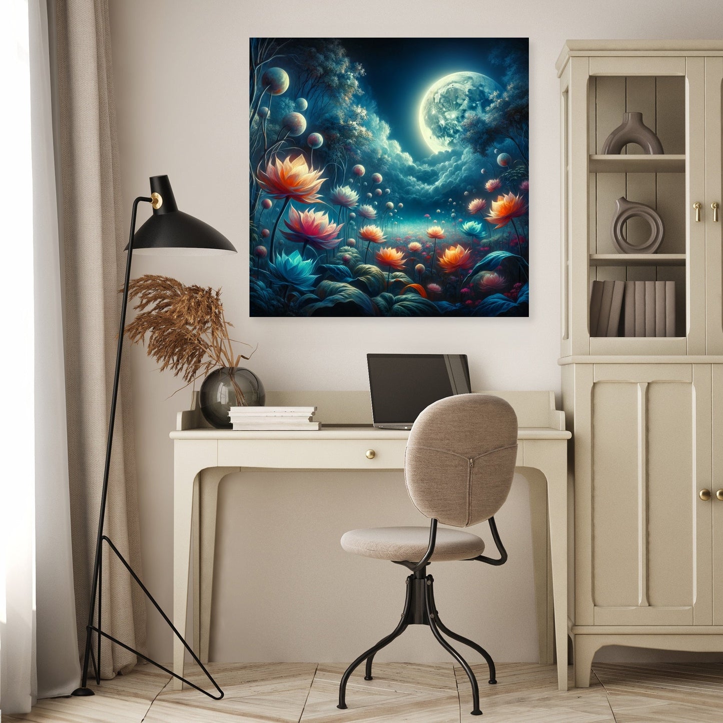 Mystic Moonlight Garden Canvas