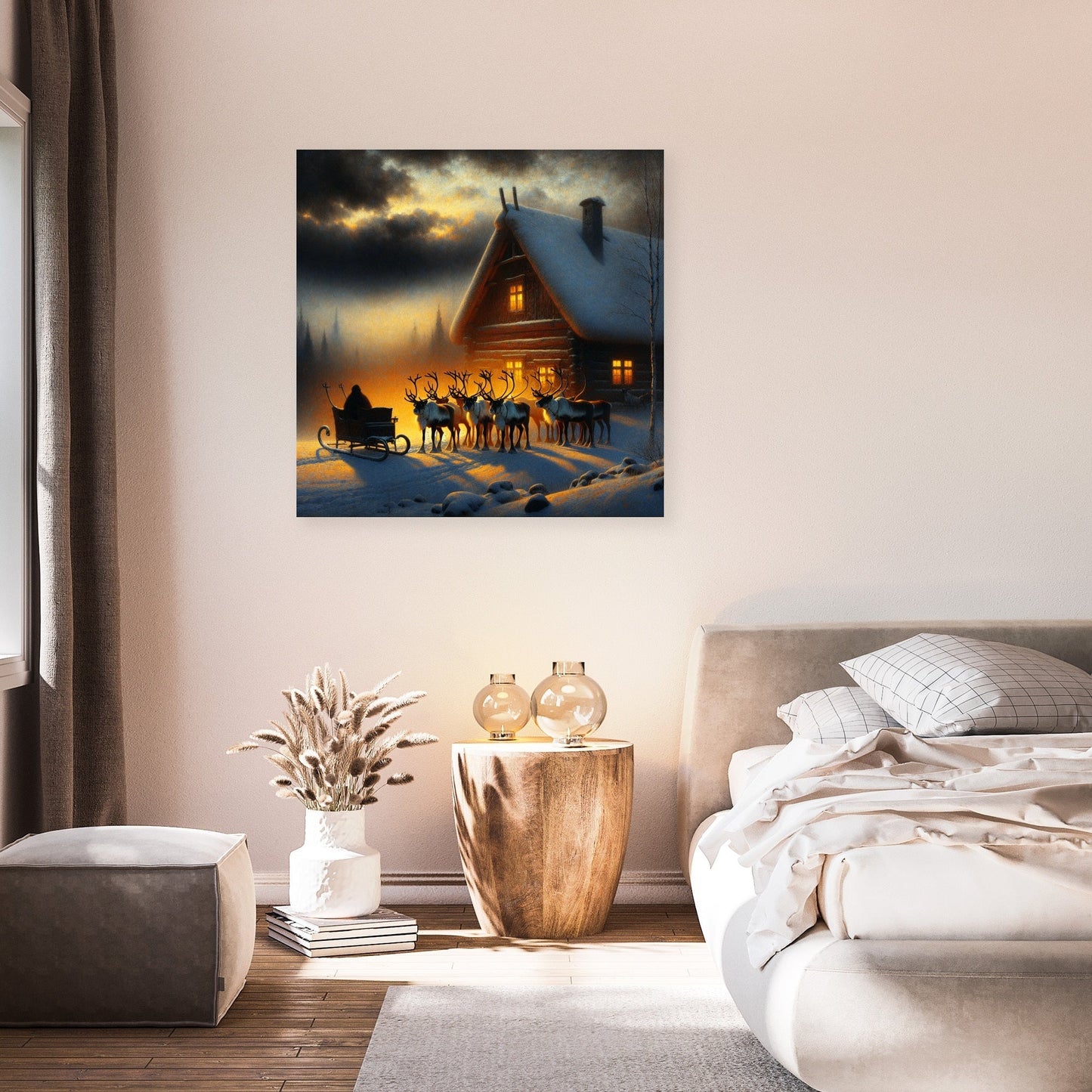 Reindeer Vigil Dusk Canvas