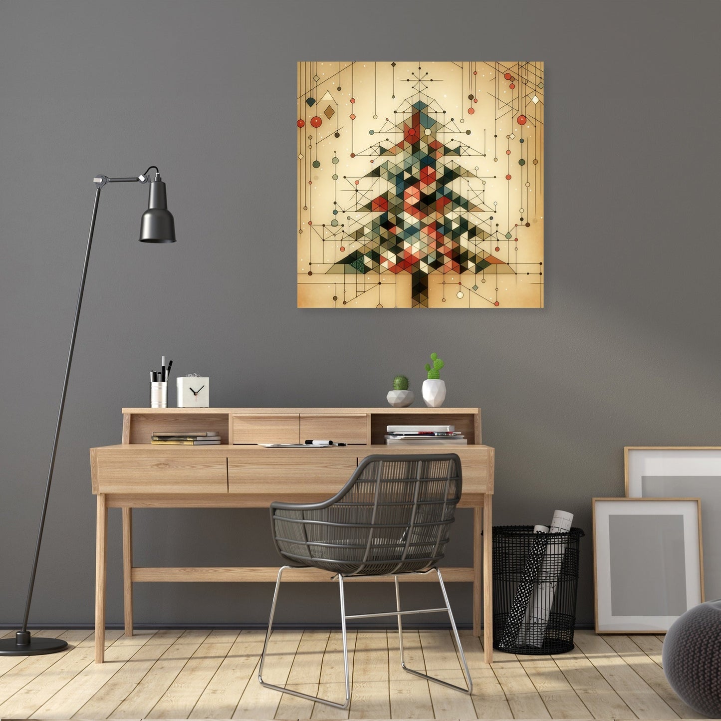 Geometric Festivity Christmas Tree Canvas