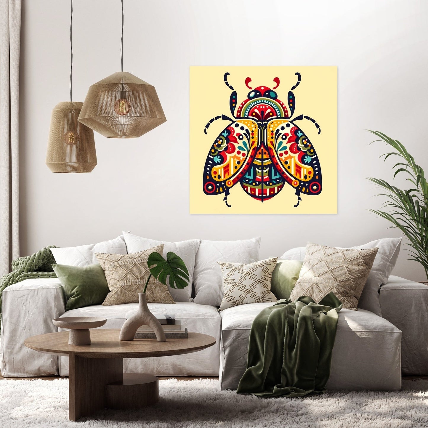 Folk Art Beetle Canvas