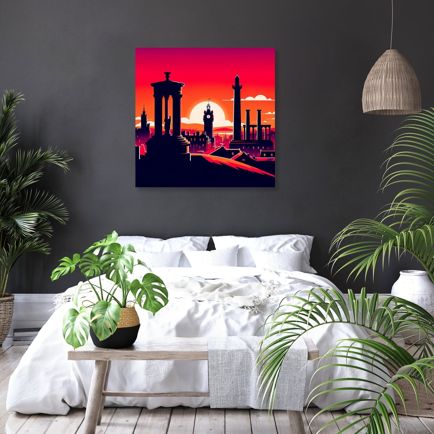 Edinburgh Calton Hill Sunset Silhouette Canvas