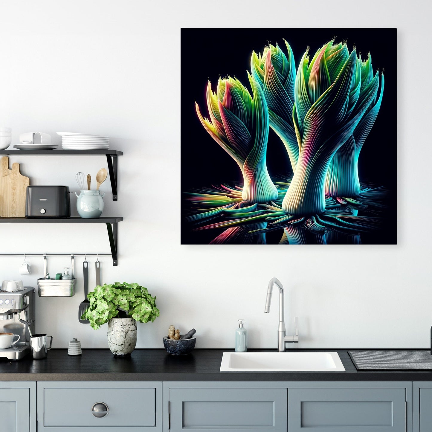 Neon Leek Glow Canvas