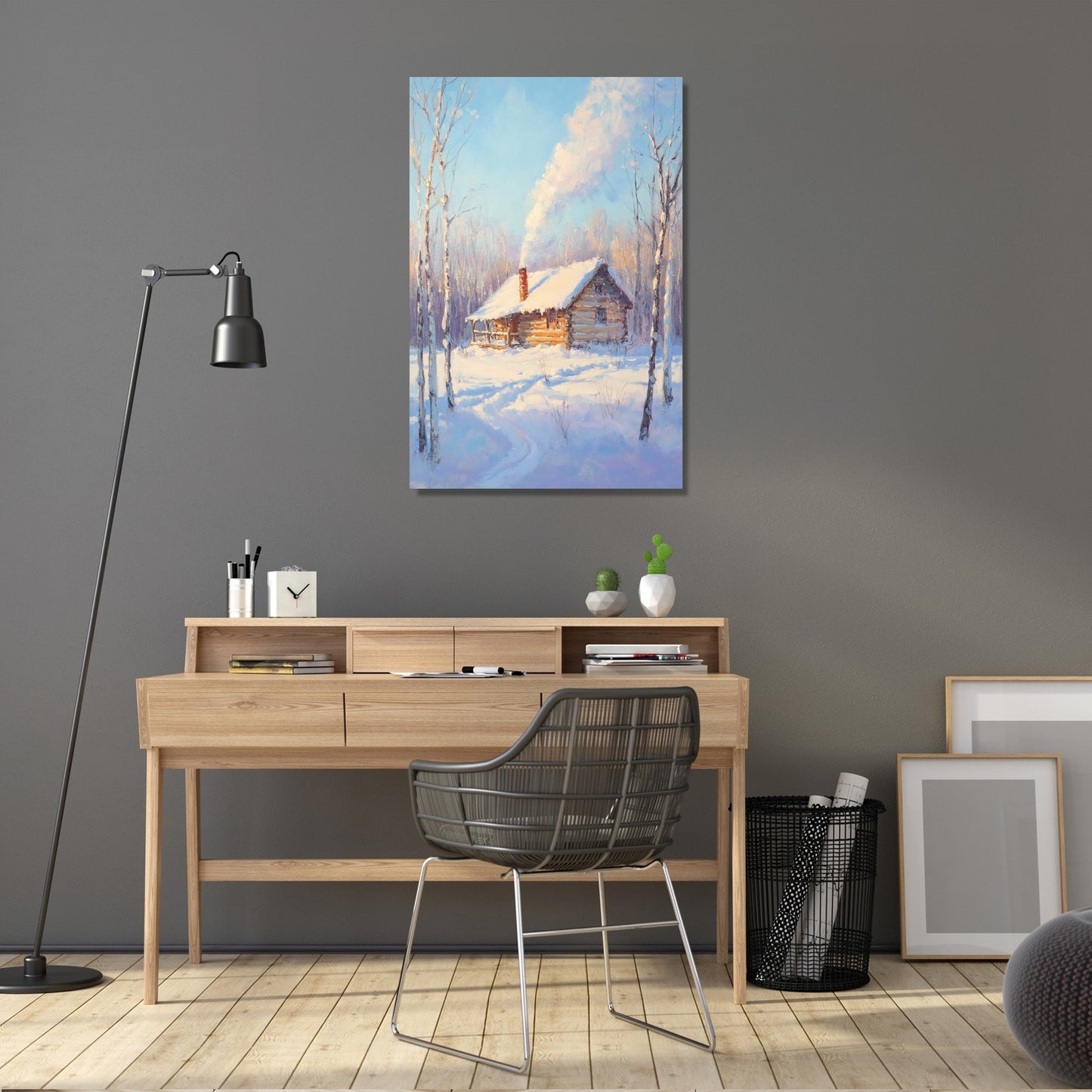 Cabin in Snow Canvas
