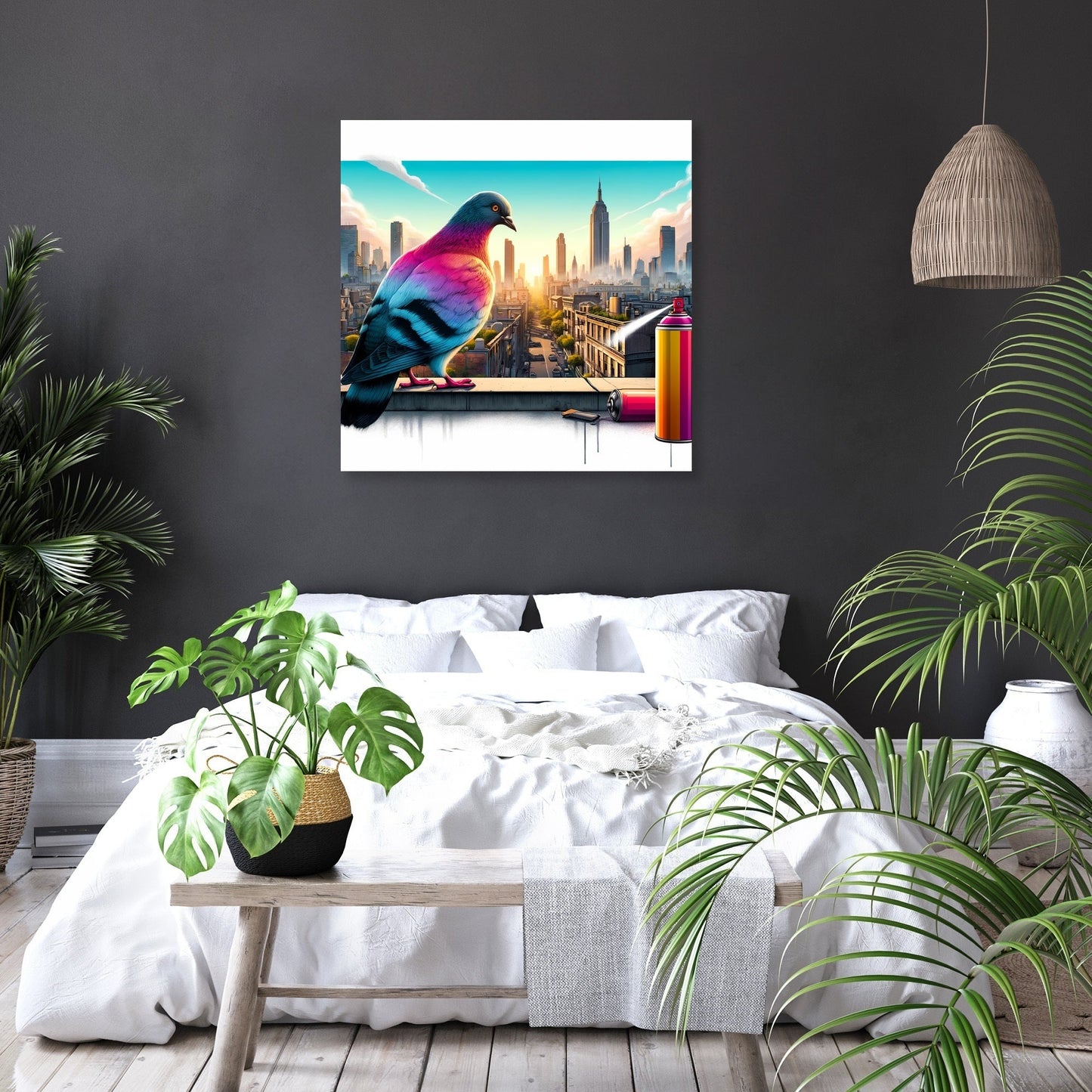 Urban Pigeon Panorama Canvas