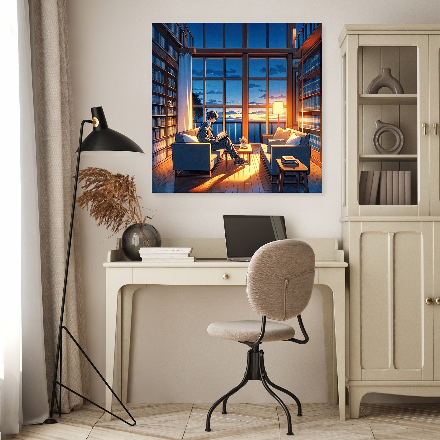 Twilight Library Calm Canvas