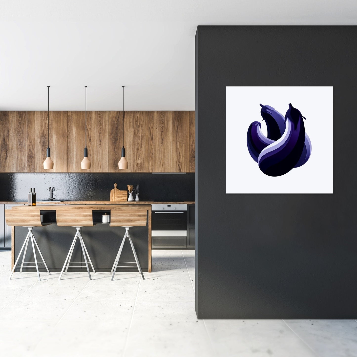 Abstract Aubergine Assembly Canvas