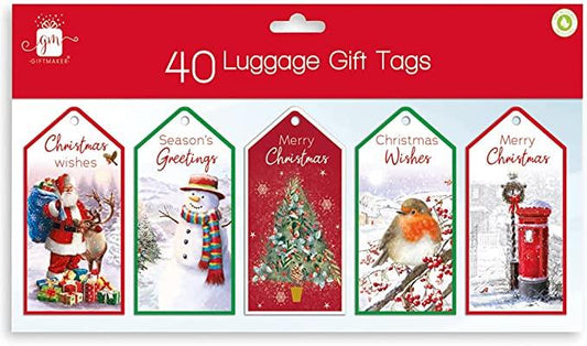 Traditional Christmas Luggage Tags (Pack of 40)