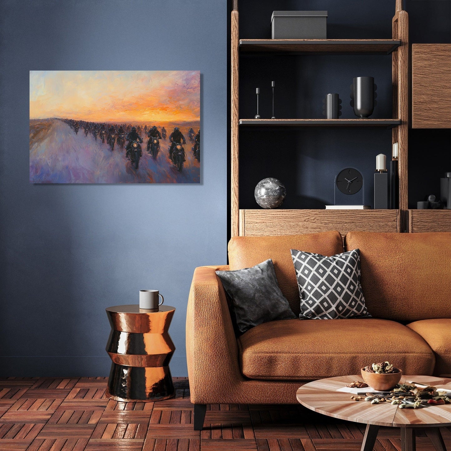 Sunset Biker Journey Canvas
