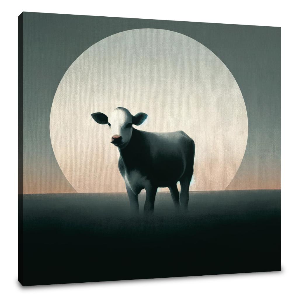 Minimalist Dusk Cow Canvas