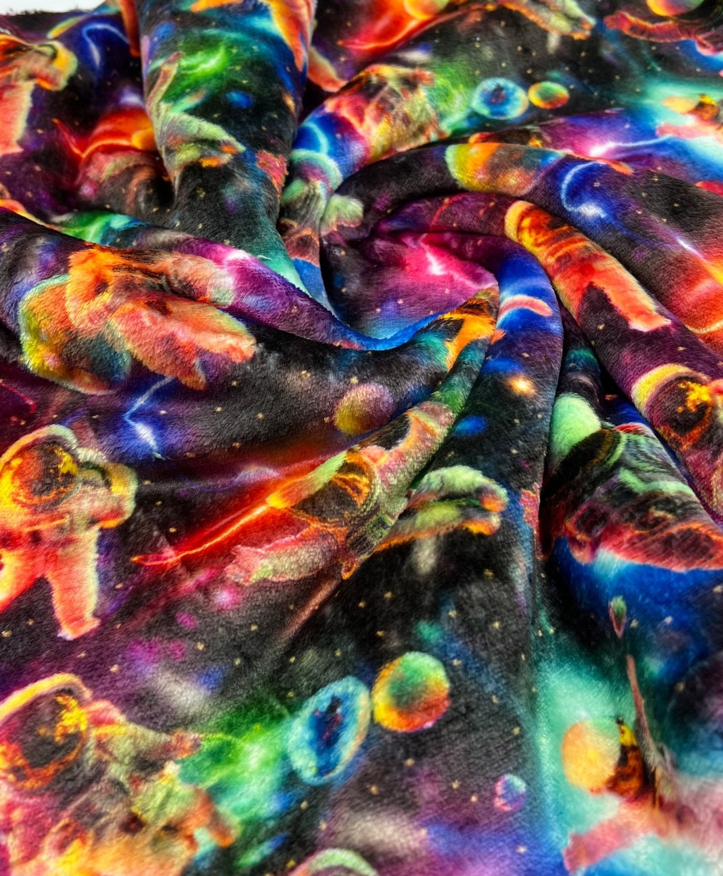 3D Astronauts Cuddle Fleece Fabric Blanket Loungewear