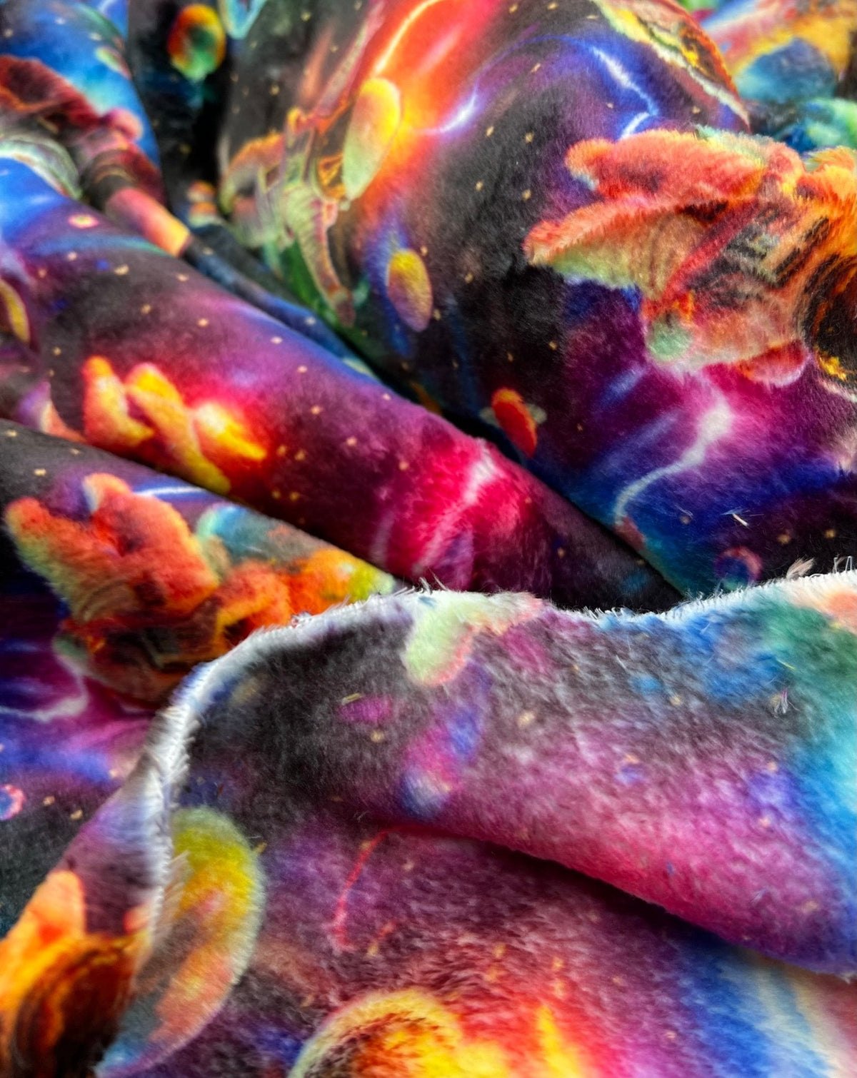 3D Astronauts Cuddle Fleece Fabric Blanket Loungewear