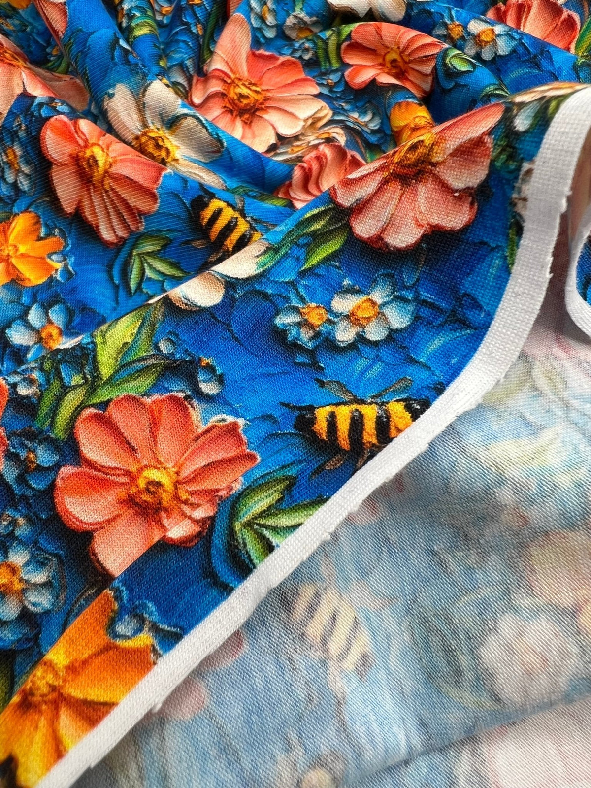 3D Bumblebees Print Cotton Stretch Jersey 200 GSM 95/5 Lycra 4 Way Stretch