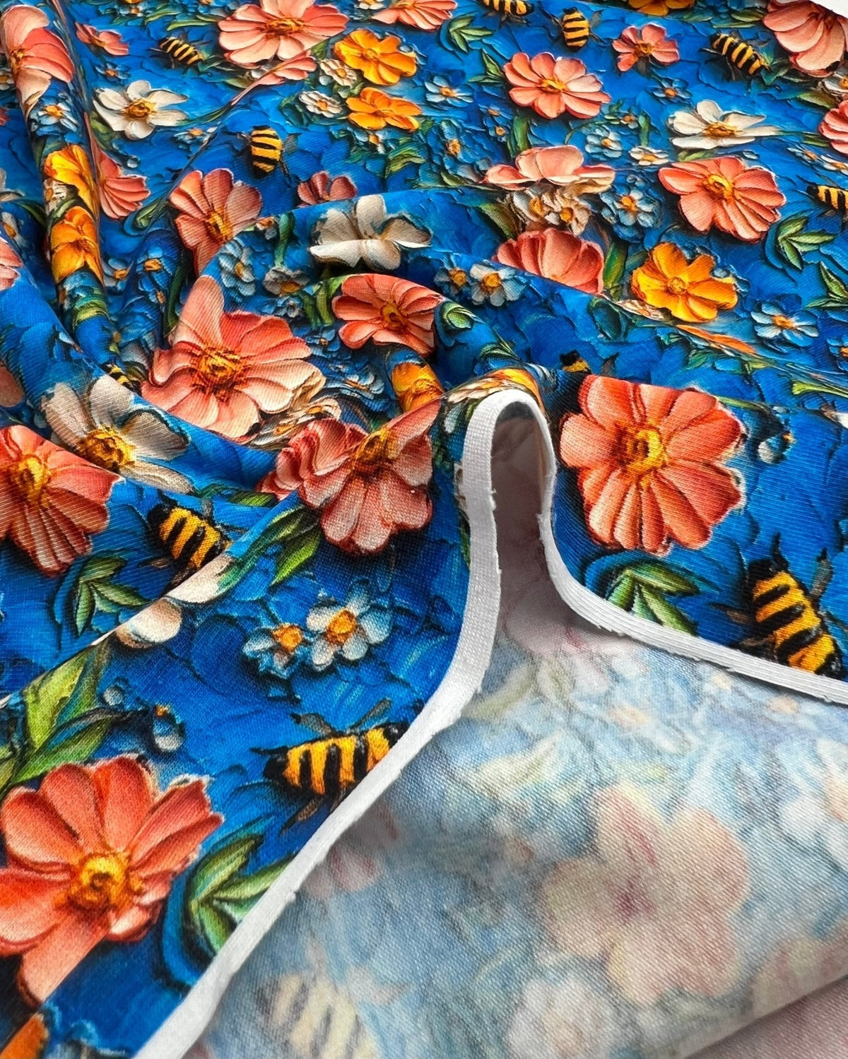 3D Bumblebees Print Cotton Stretch Jersey 200 GSM 95/5 Lycra 4 Way Stretch