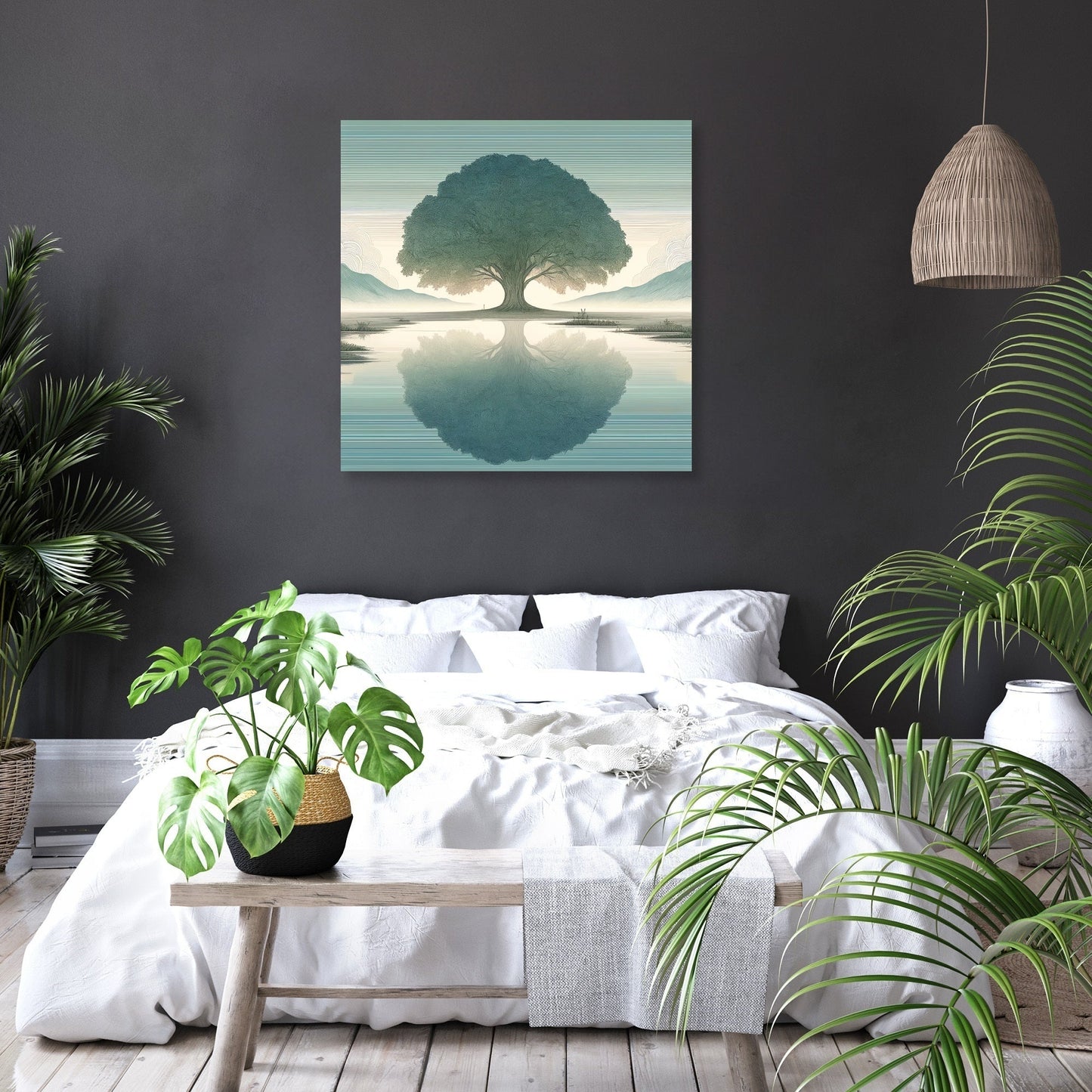 The Lonely Tree on a Misty Morning Canvas