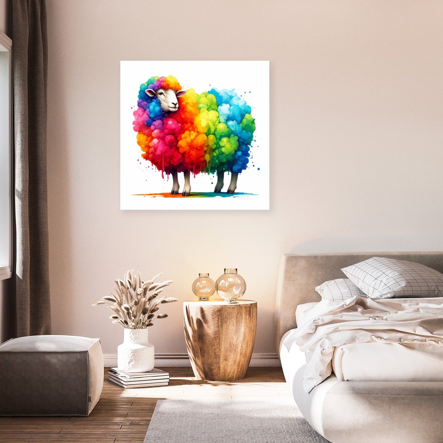 Rainbow Wool Sheep Canvas