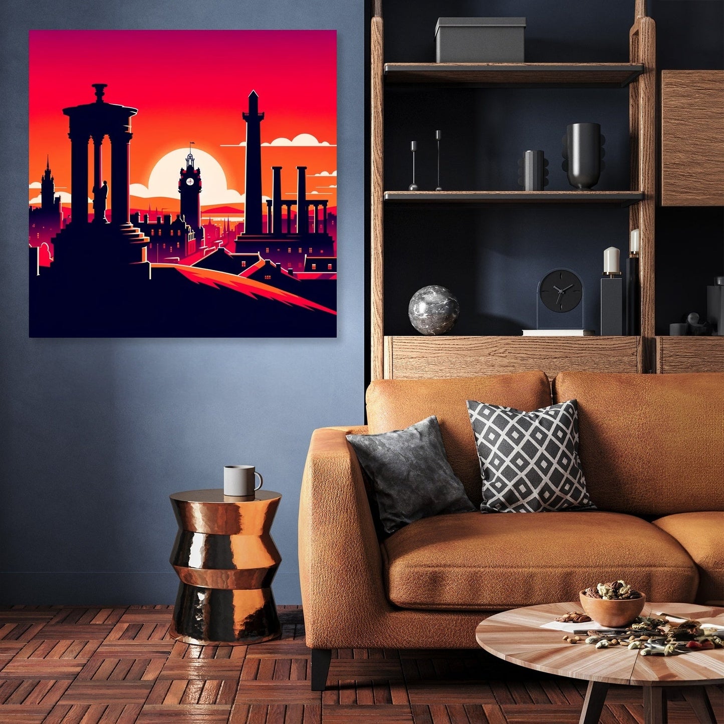 Edinburgh Calton Hill Sunset Silhouette Canvas